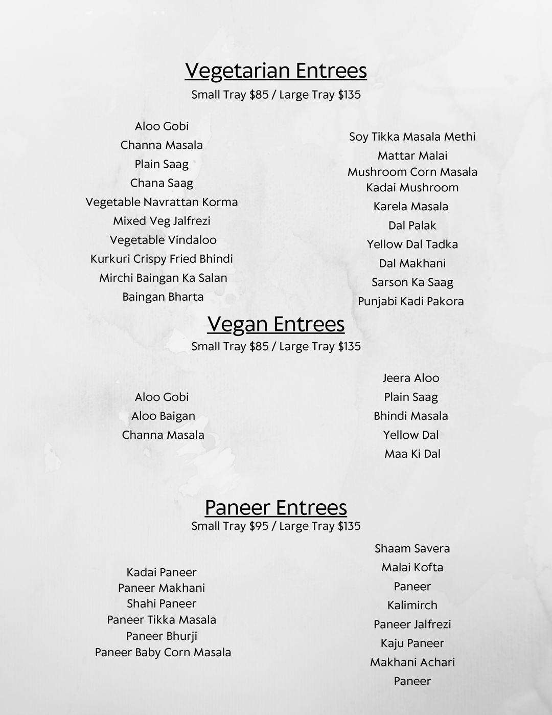 Benares Indian Restaurant- Party Tray Menu-1