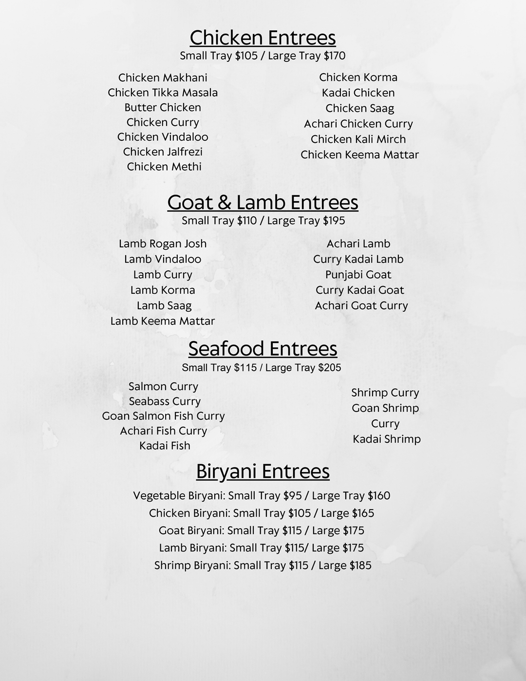 Benares Indian Restaurant- Party Tray Menu-2