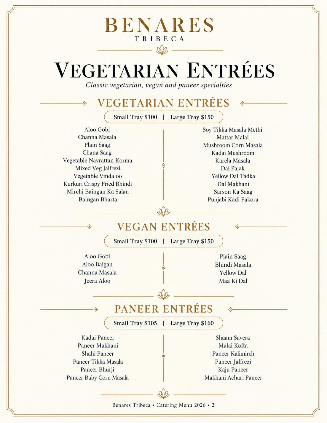 Benares Indian Restaurant- Party Tray Menu-1
