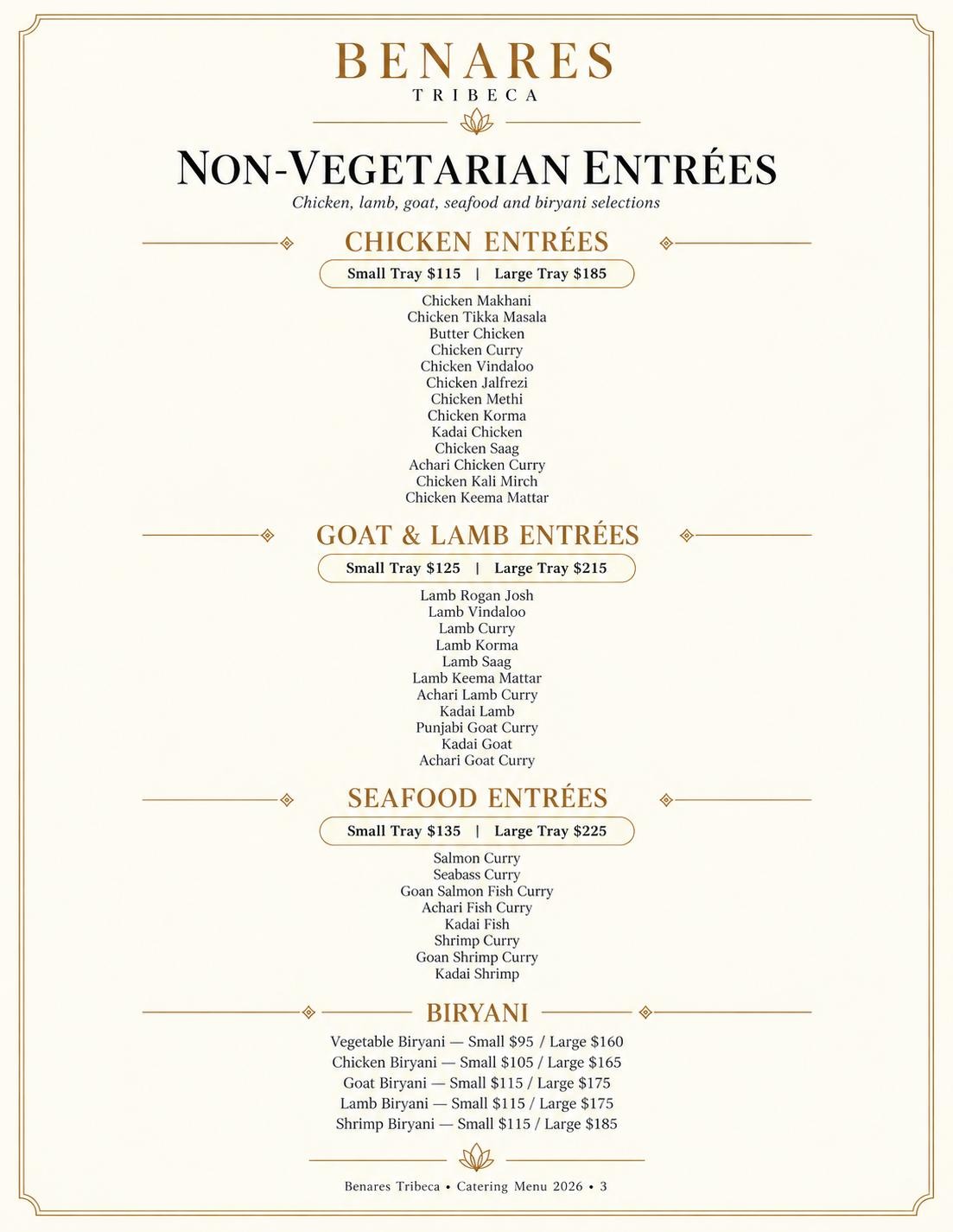 Benares Indian Restaurant- Party Tray Menu-2