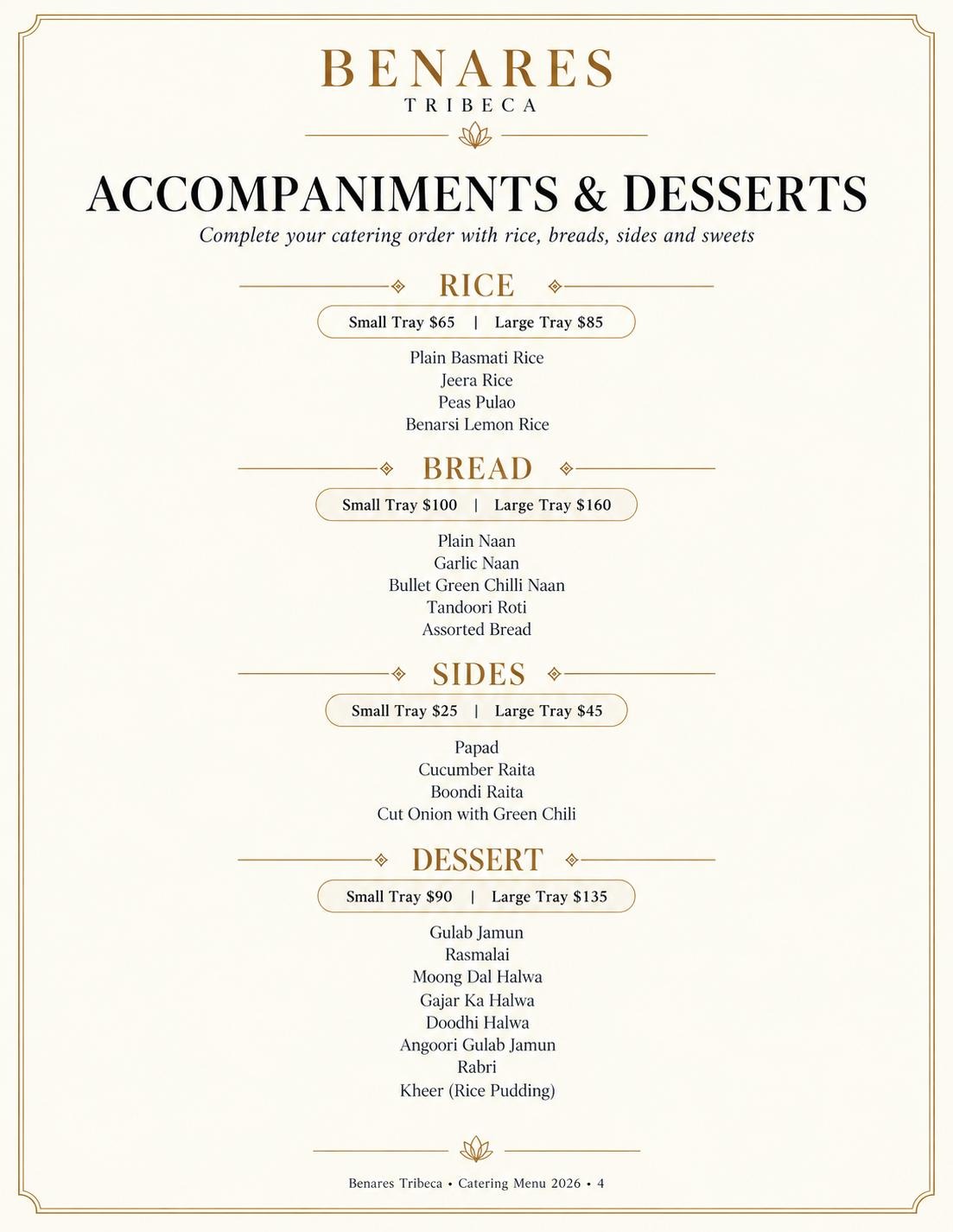 Benares Indian Restaurant- Party Tray Menu-3